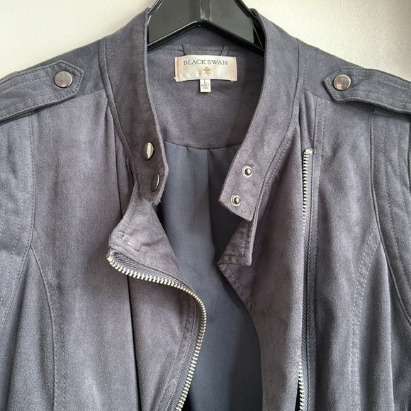 Black Swan Suede Jacket in Blue Stone - Picture 5 of 10